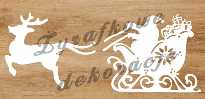 Mikołaj w saniach XL osobno biały