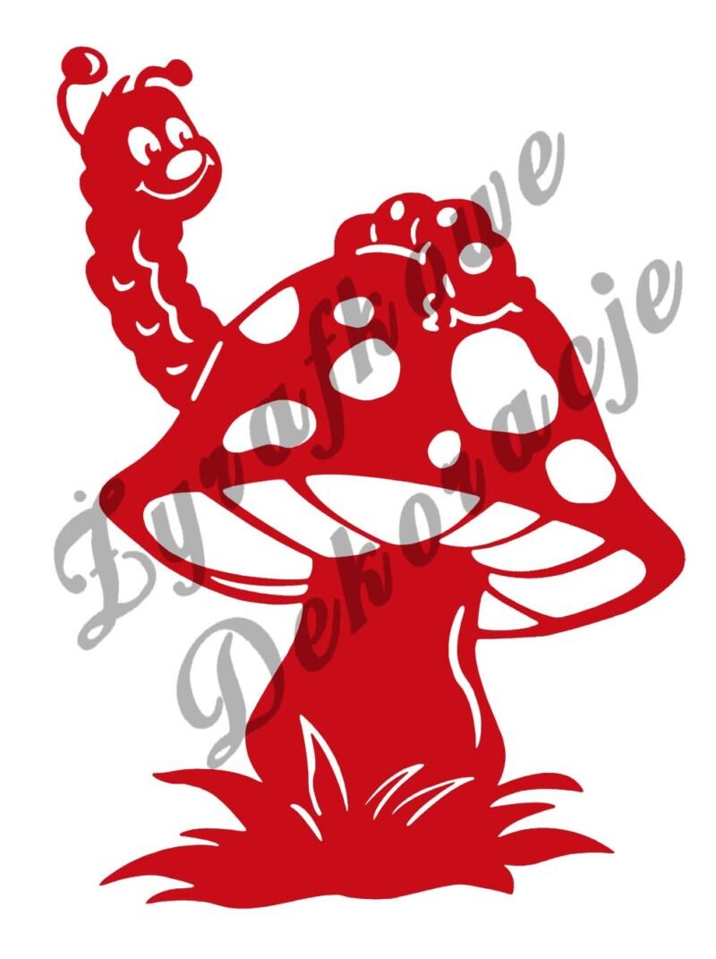 Muchomor z gąsienicą czerwony