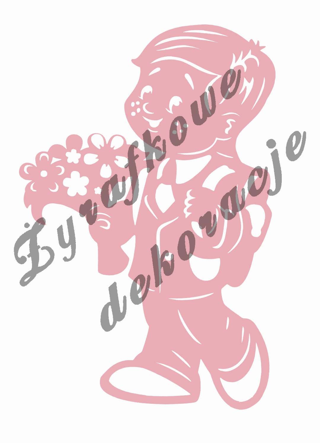 Chłopiec z kwiatami różowy