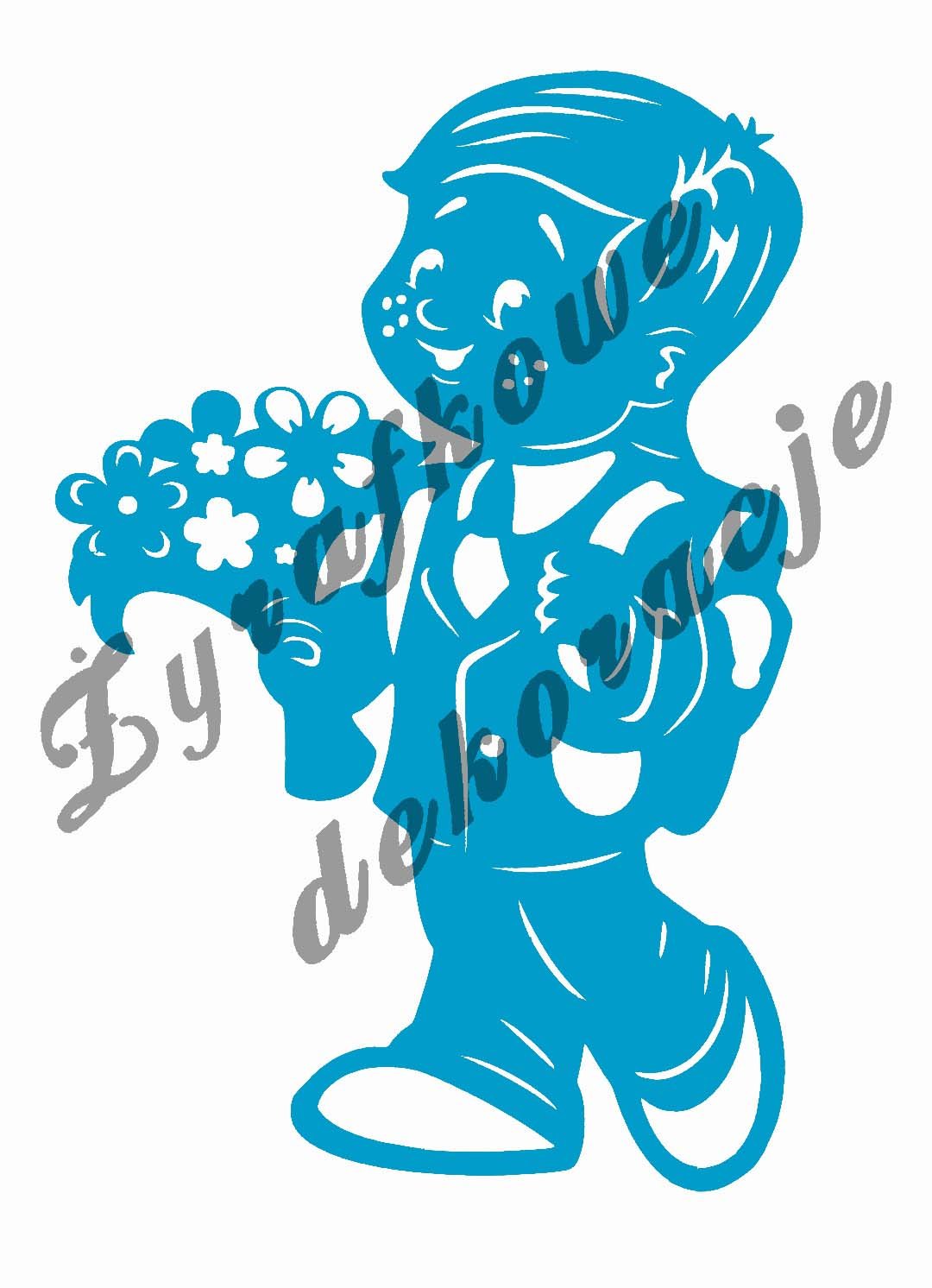 Chłopiec z kwiatami niebieski