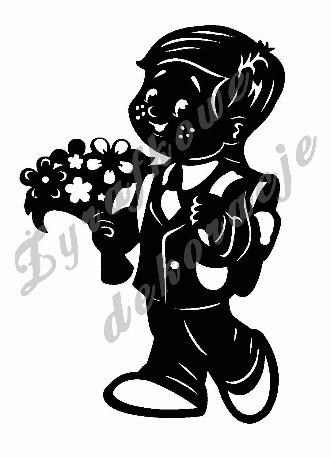 Chłopiec z kwiatami czarny