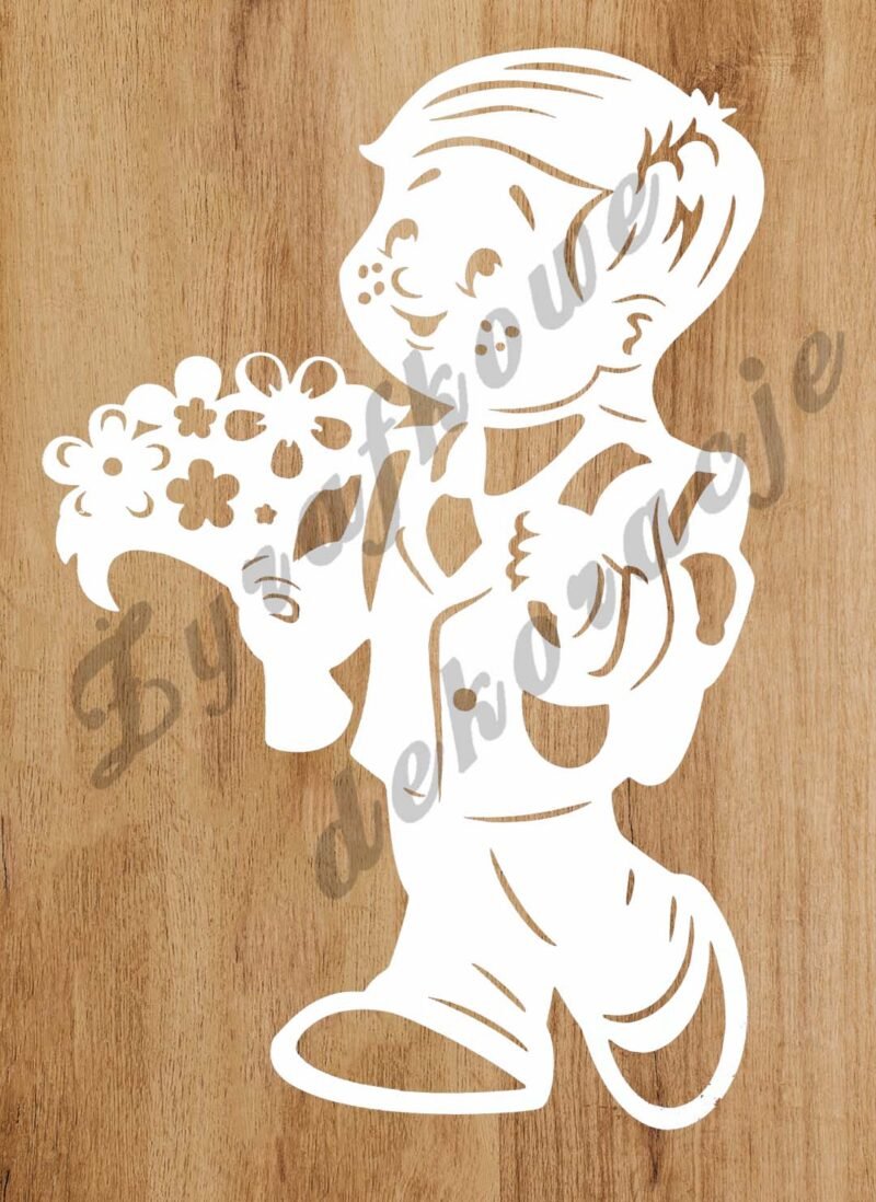 Chłopiec z kwiatami biały