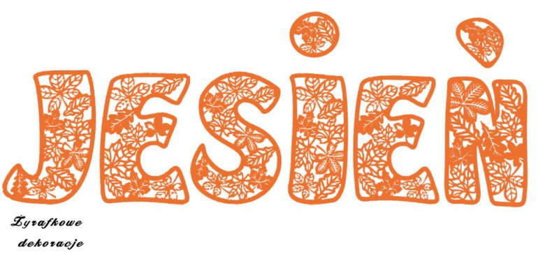 jesień napis pomarańczowy