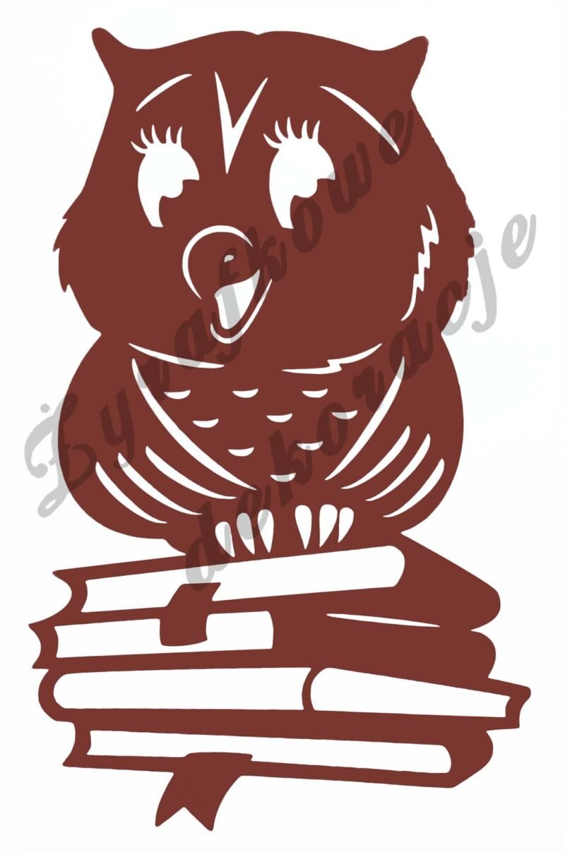 Sowa na książkach brązowa