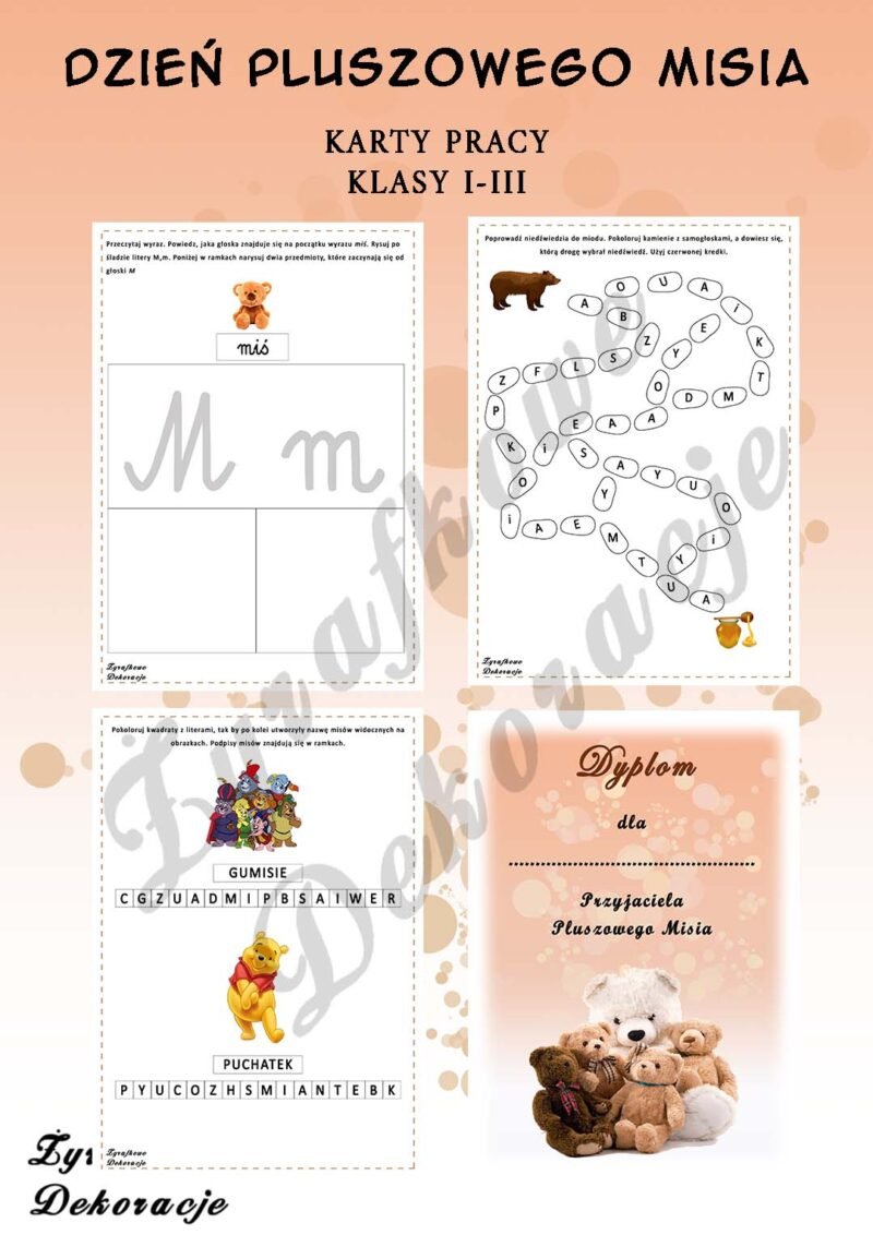 Pluszowy Miś karty pracy 1-3 cz2