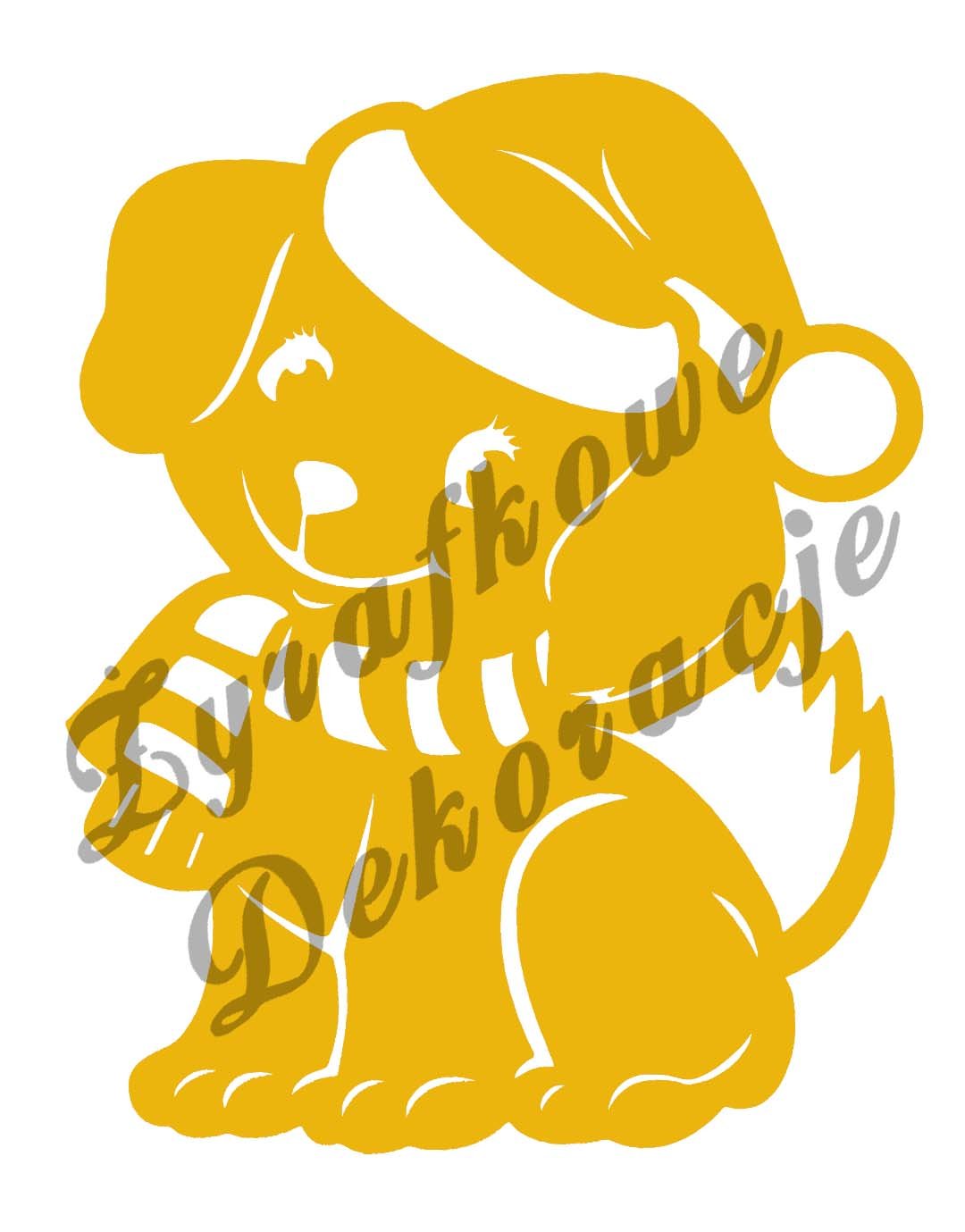 Pies w czapce żołty