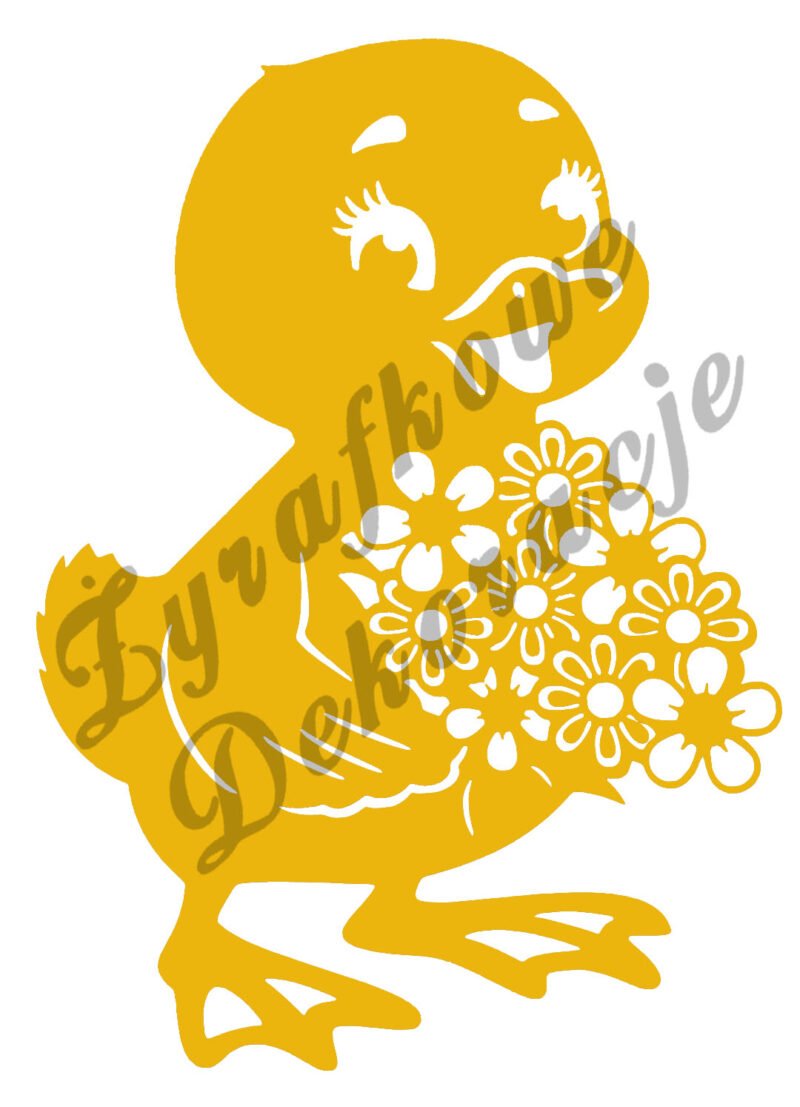 Kaczka z kwiatami żółty