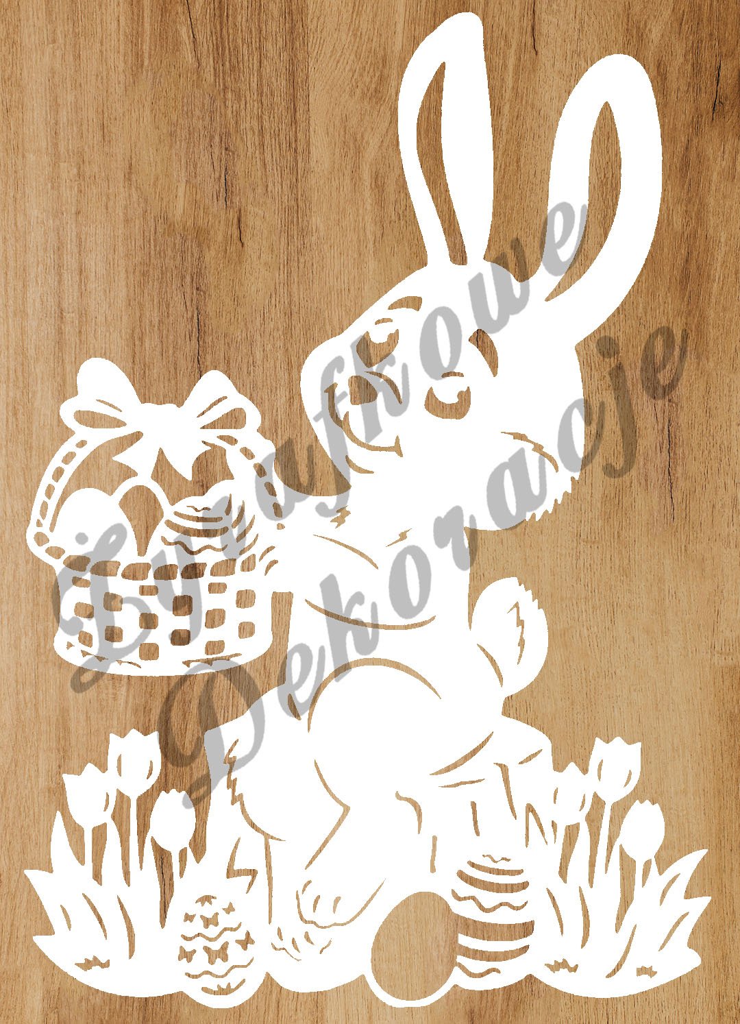 Zając z koszykiem biały