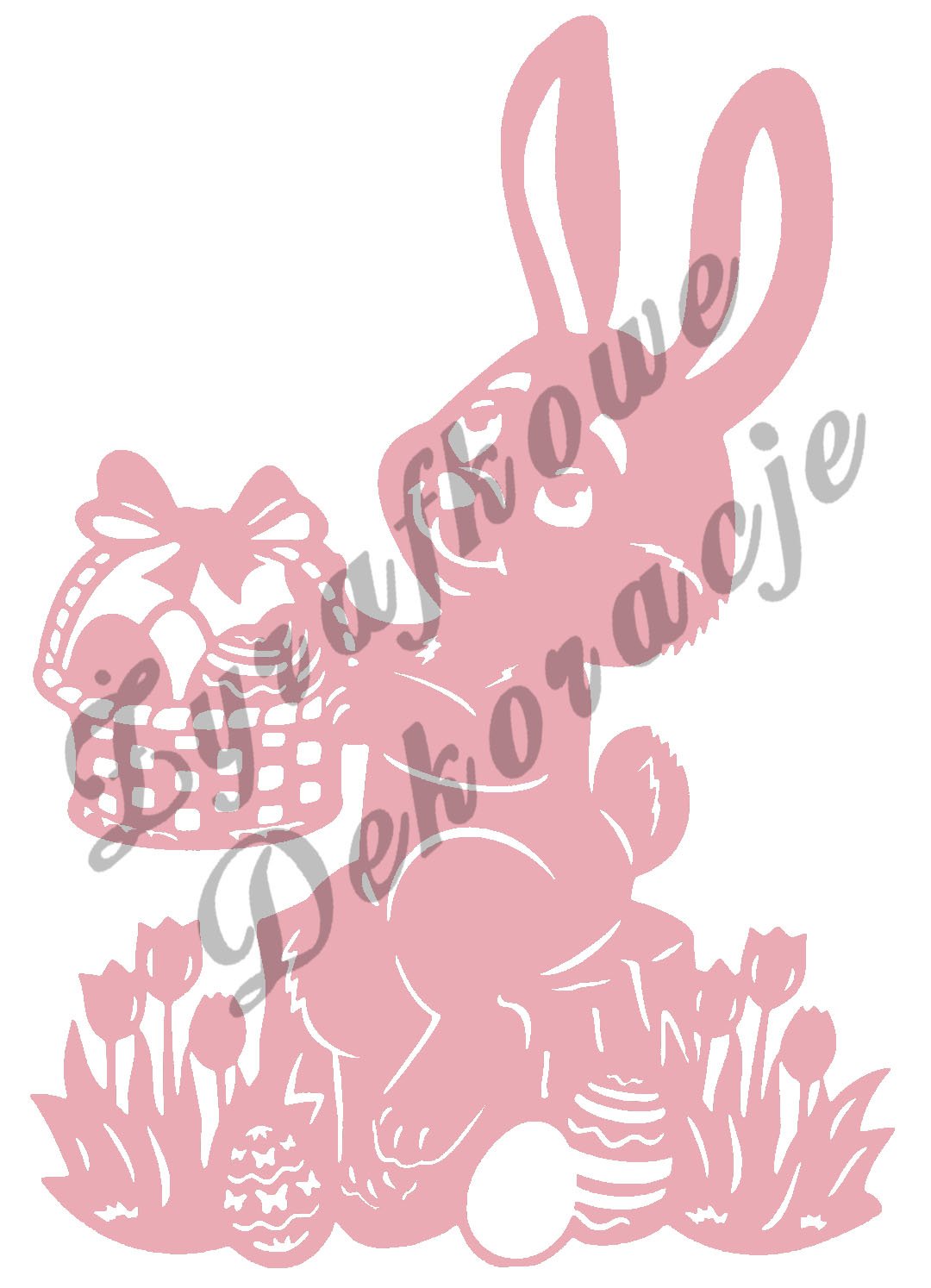 Zając z koszykiem różowy