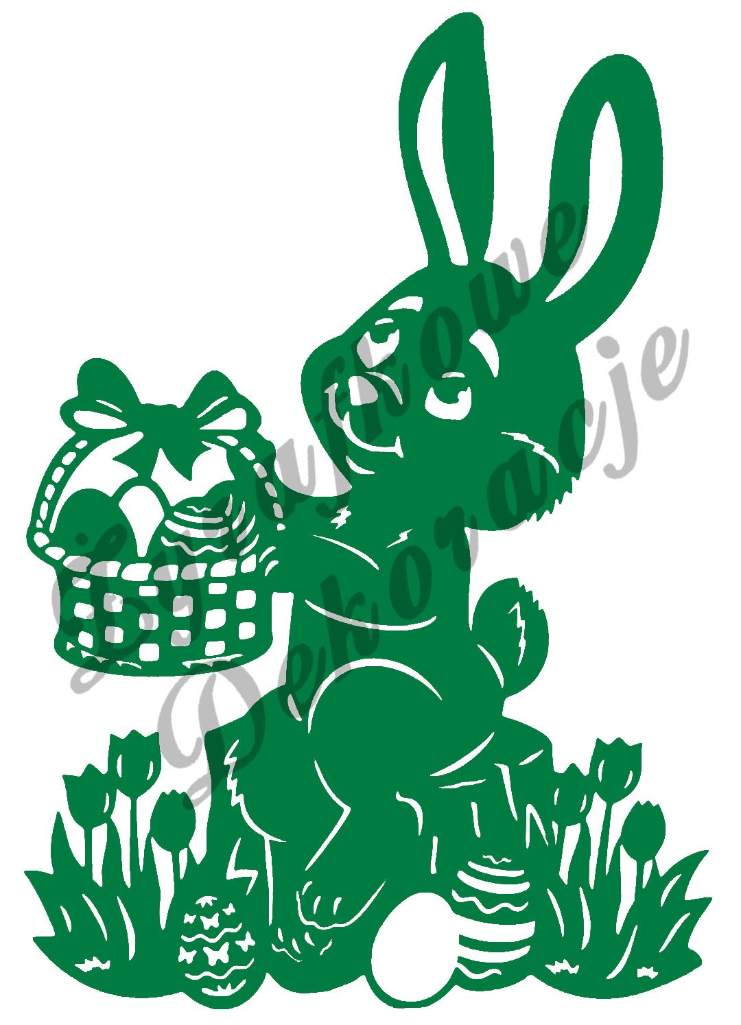 Zając z koszykiem zielony