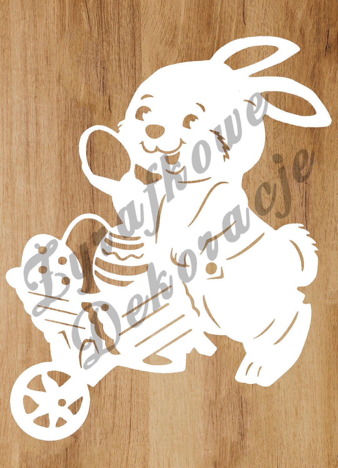 Zając z taczką biały