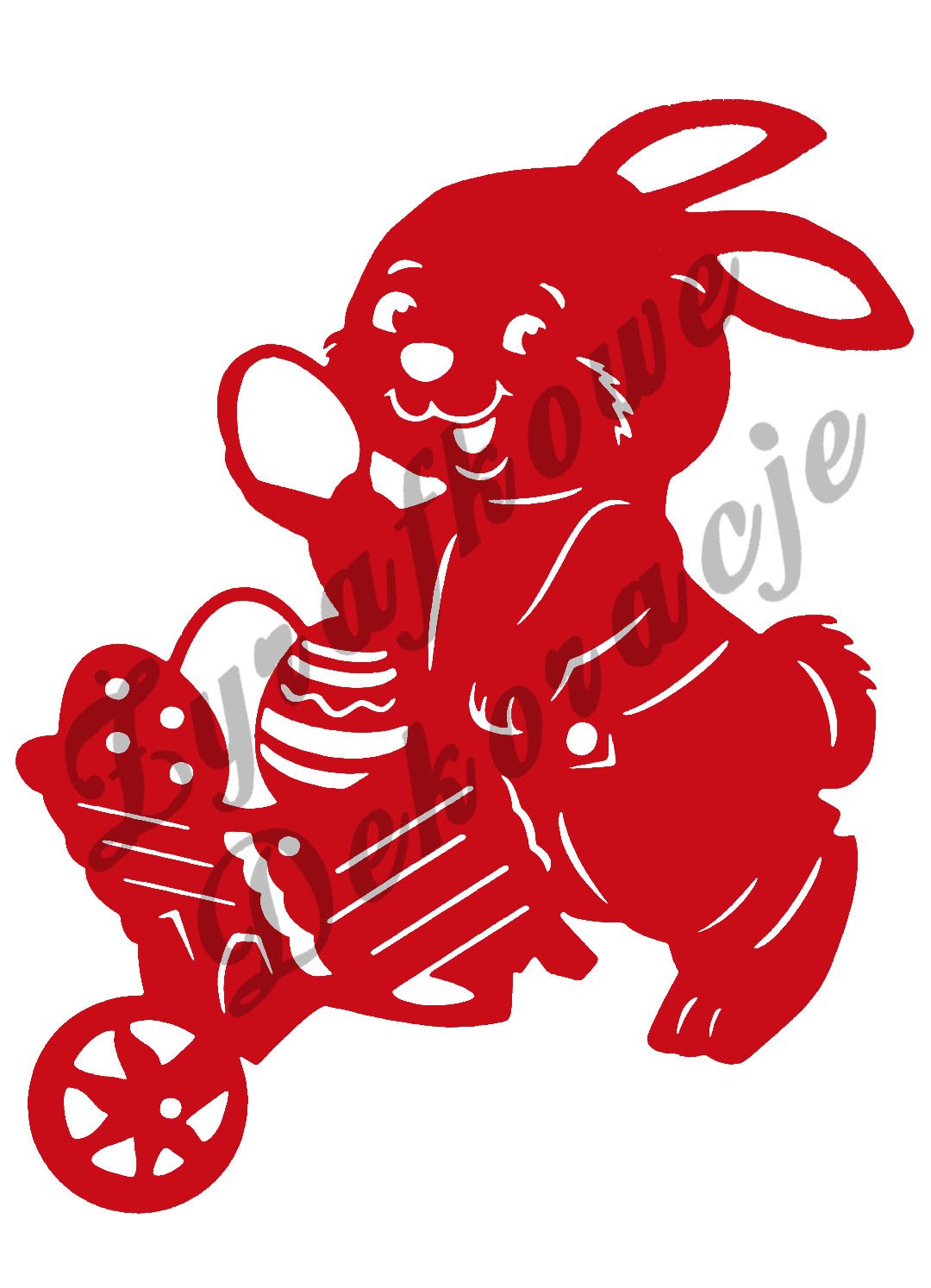 Zając z taczką czerwony