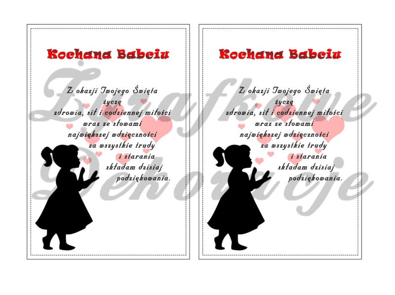 Życzenia wnukowie z sercami