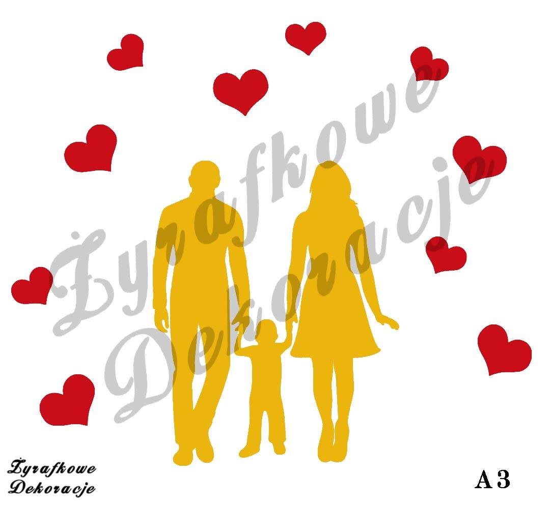 Rodzina na spacerze żółto czerwony