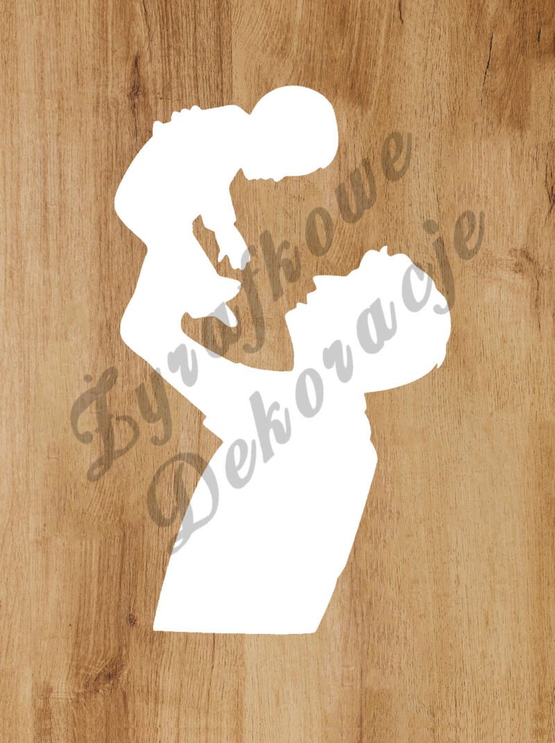 Tata z dzieckiem cień biały