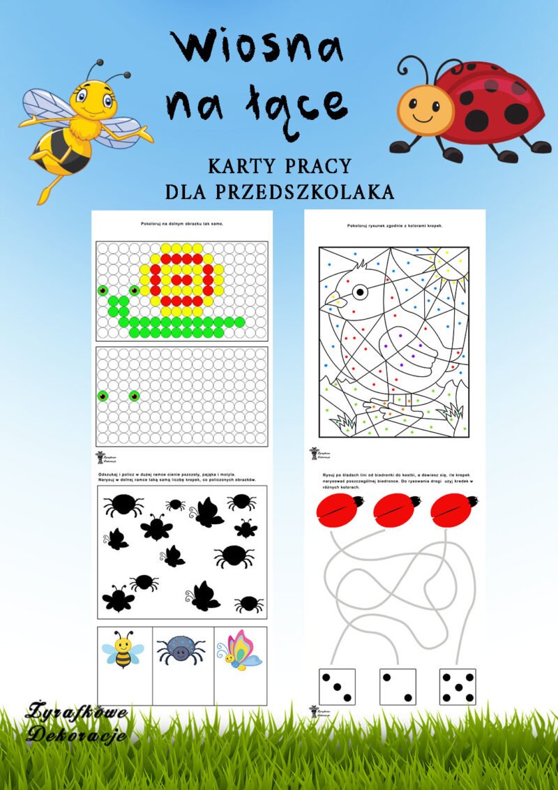 Wiosna na łące karty pracy