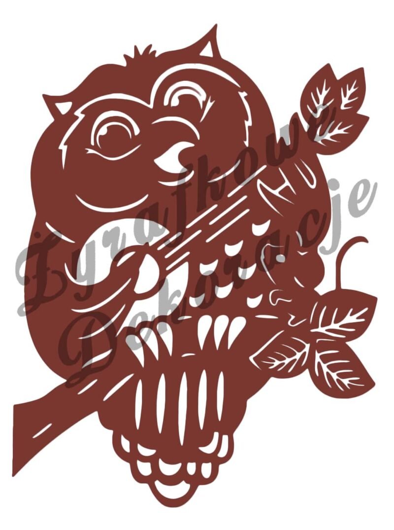 Sowa z gitarą brązowy