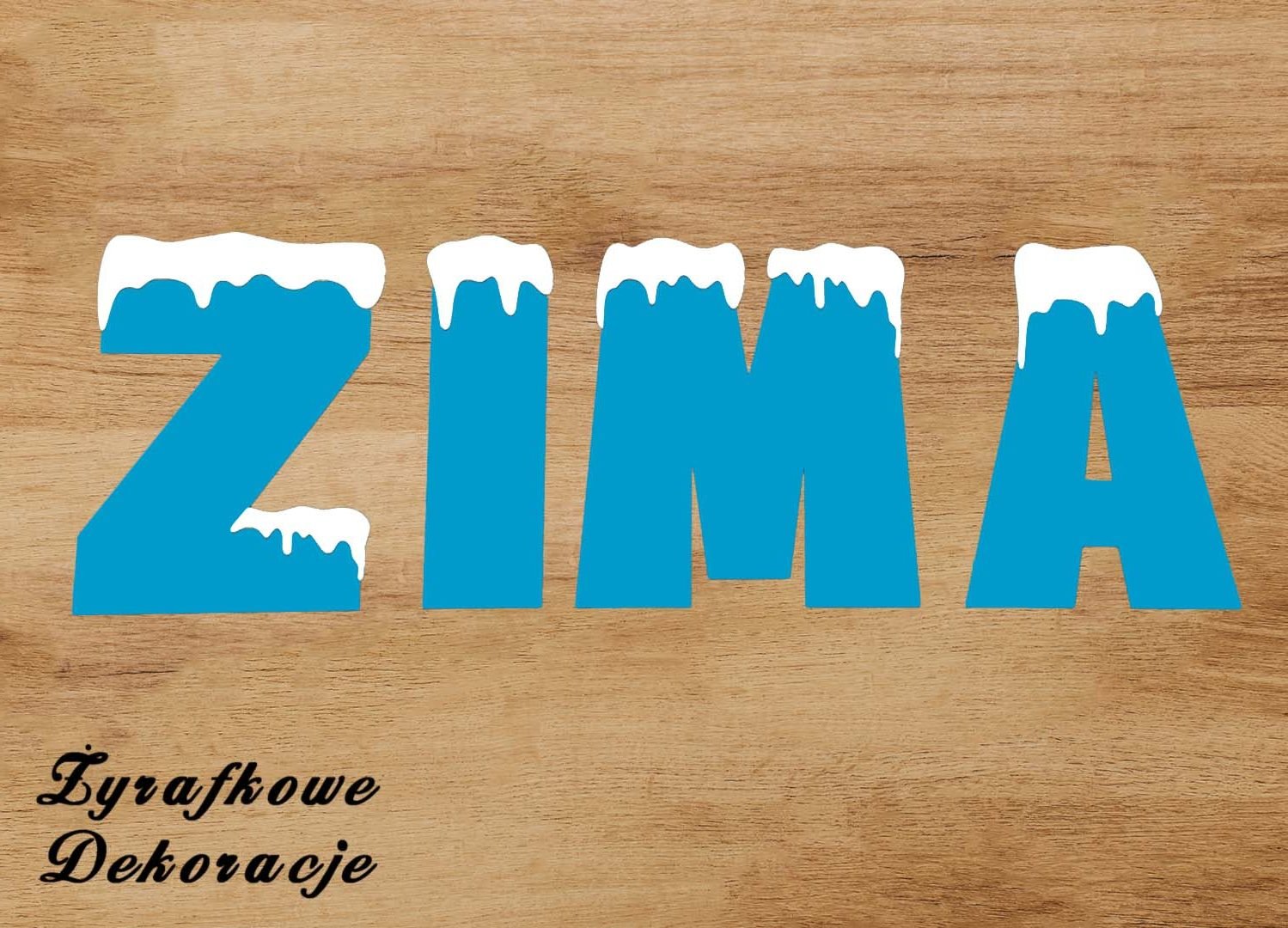 Zima napis ze śniegiem