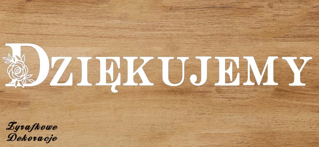Dziękujemy napis biały