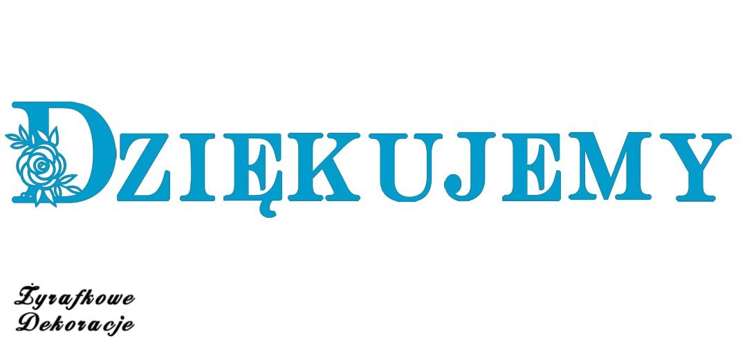 Dziękujemy napis niebieski