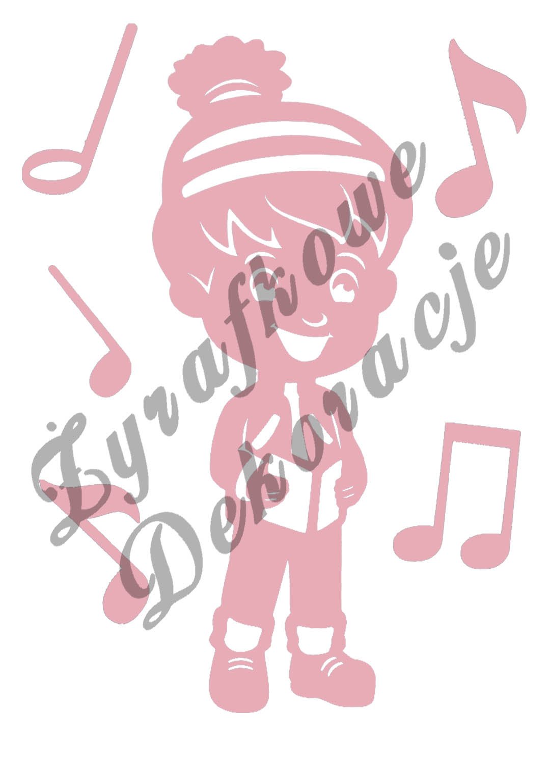 Chłopiec śpiewający kolędy różowy