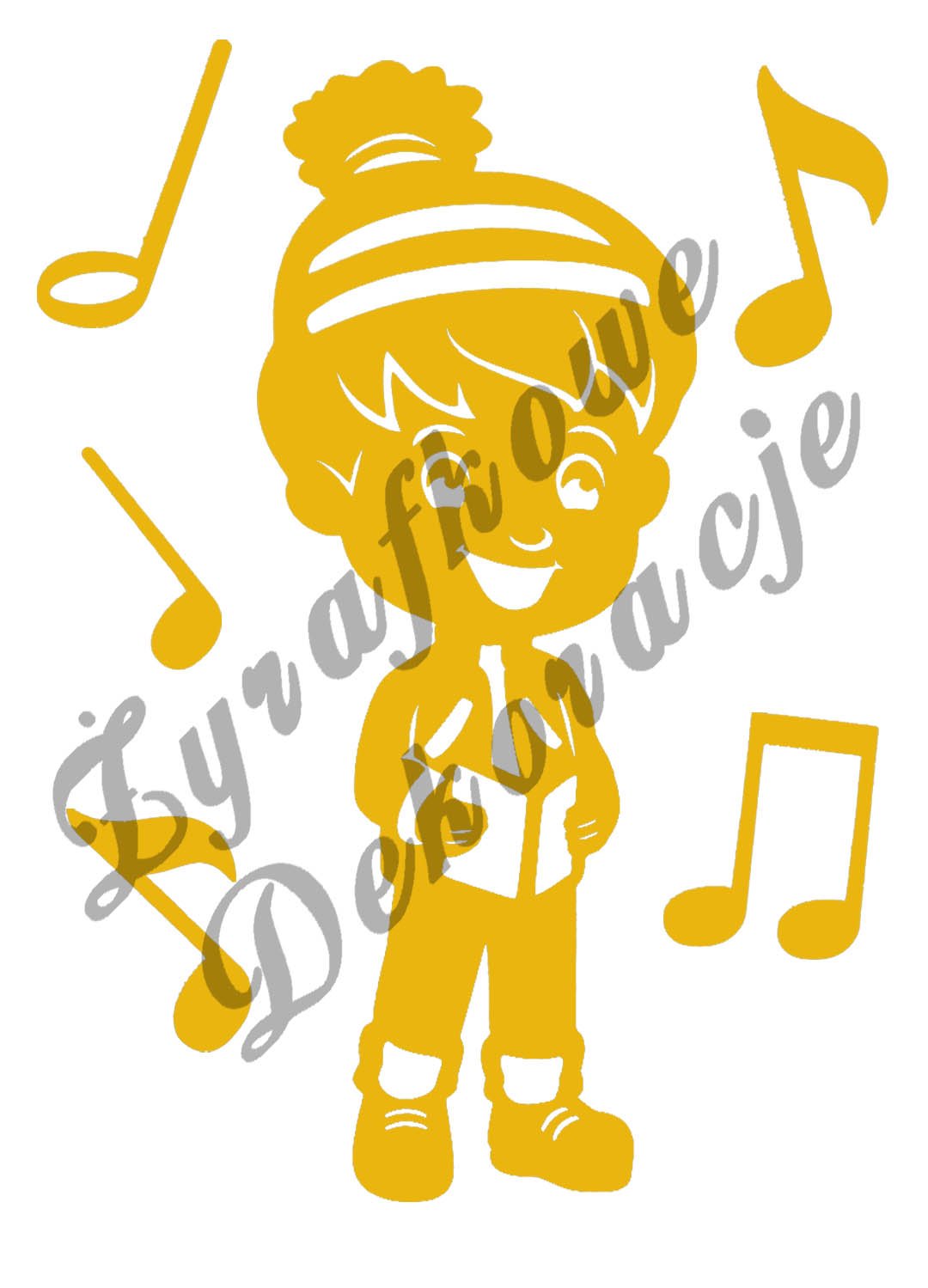 Chłopiec śpiewający kolędy żółty