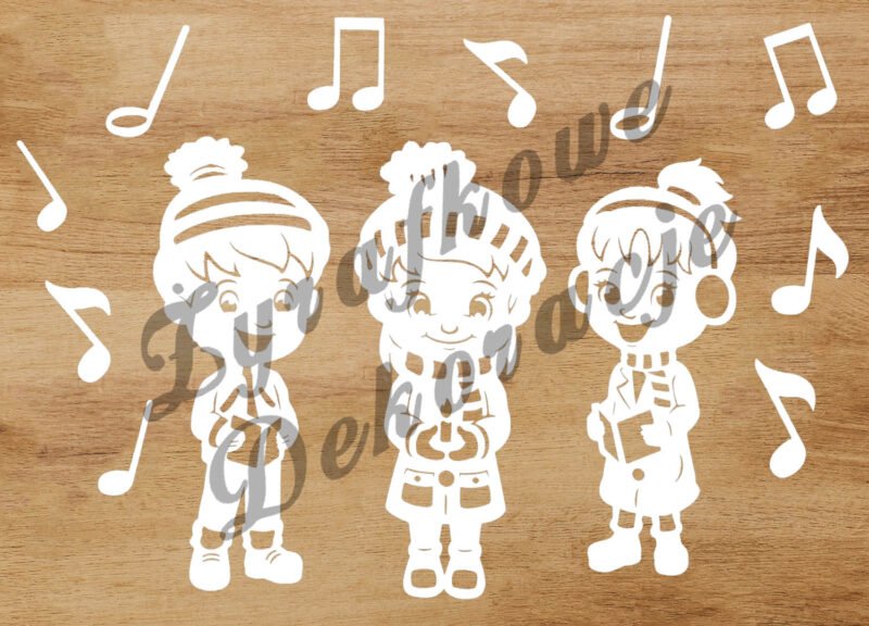 Dzieci śpiewające kolędy biały