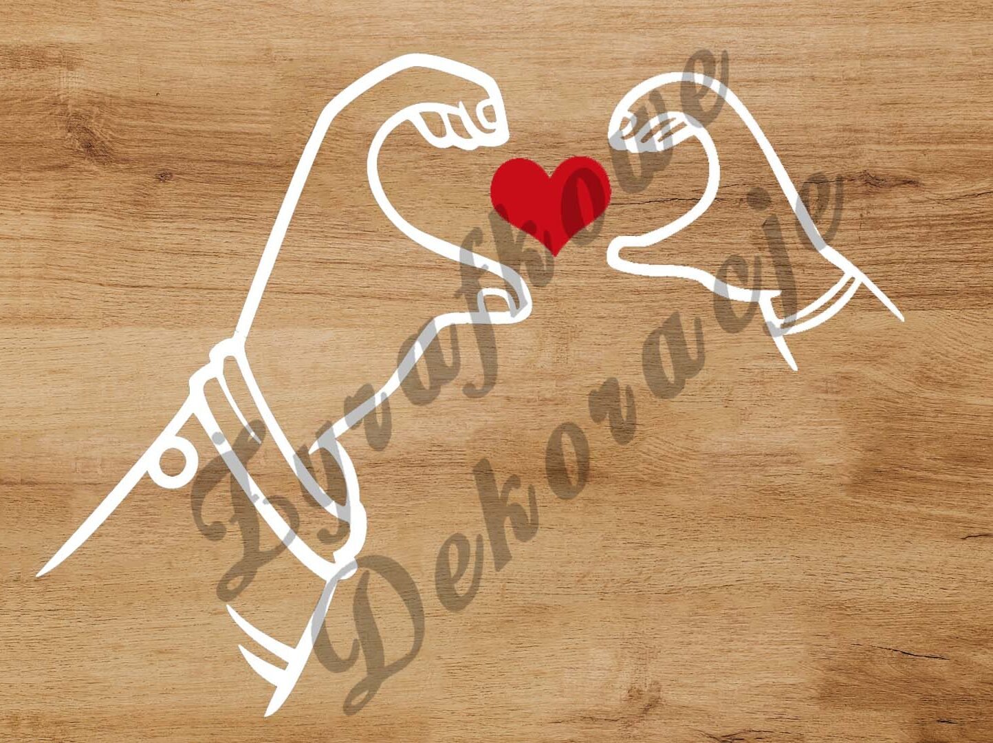 Serce z dłoni biało czerwony