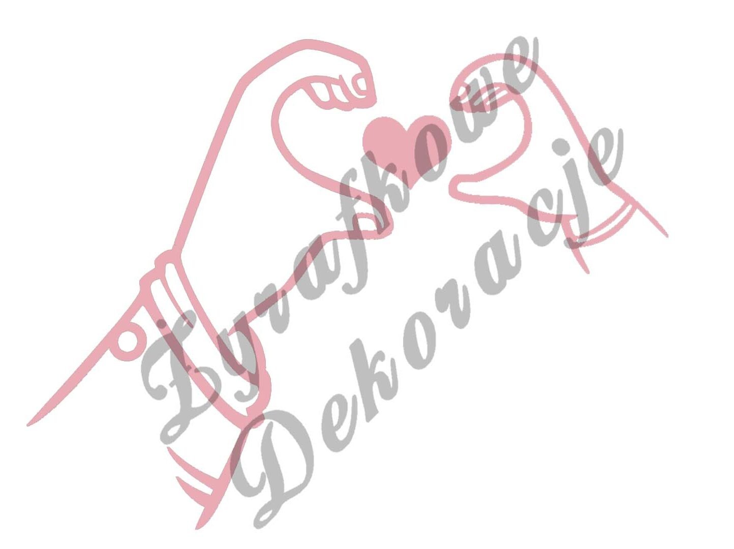 Serce z dłoni biały różowy