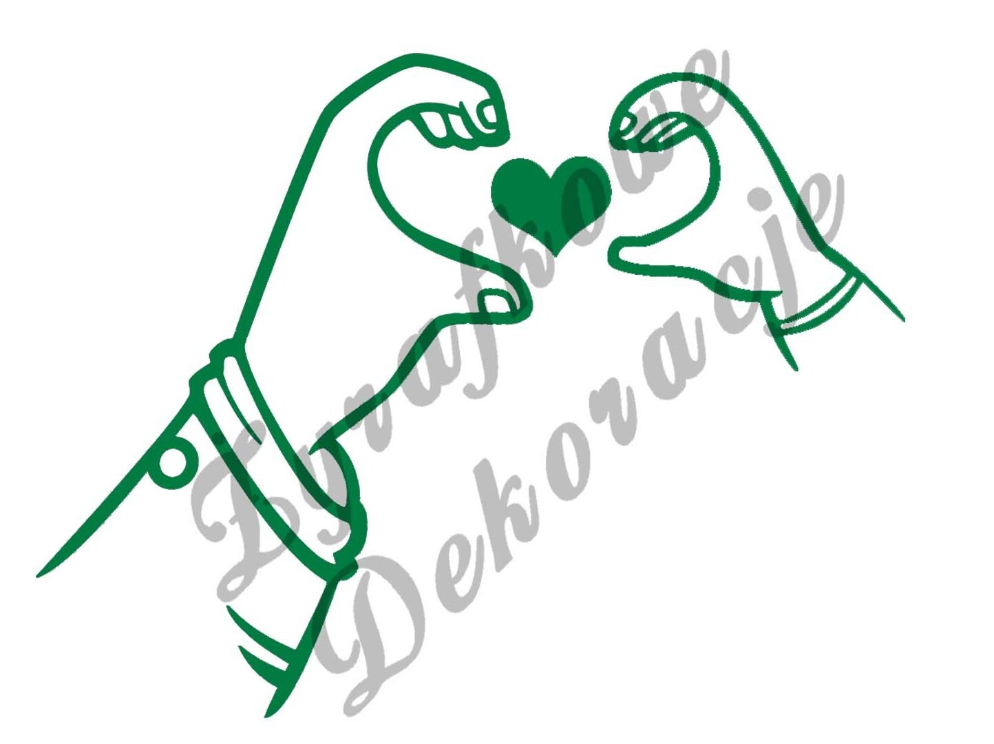 Serce z dłoni biały zielony