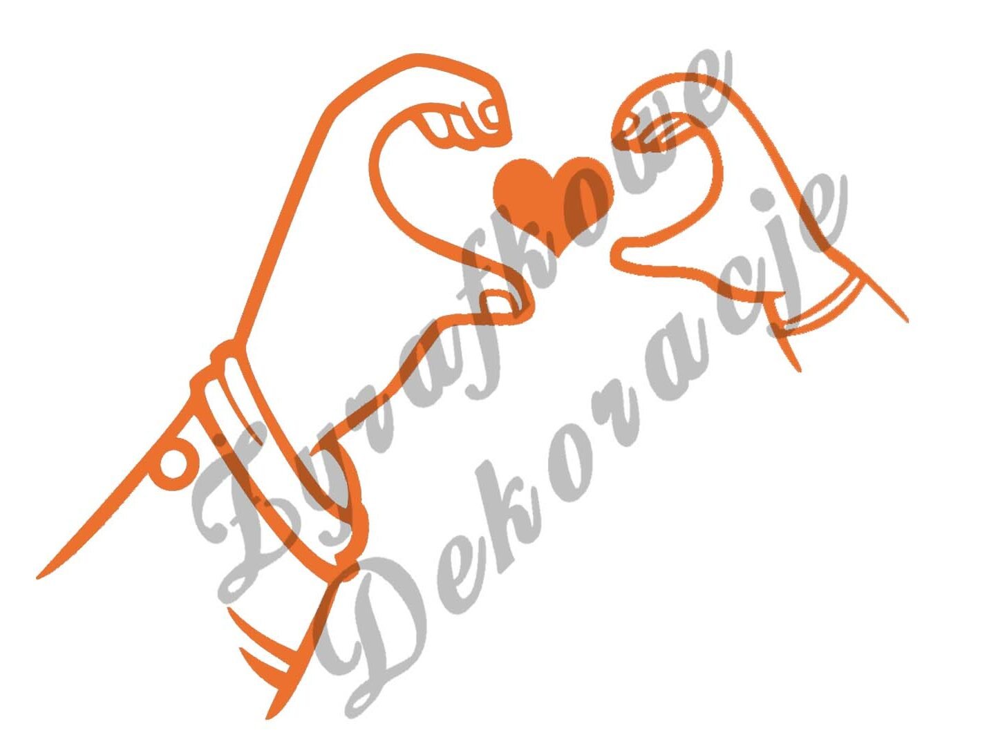 Serce z dłoni pomarańczowy