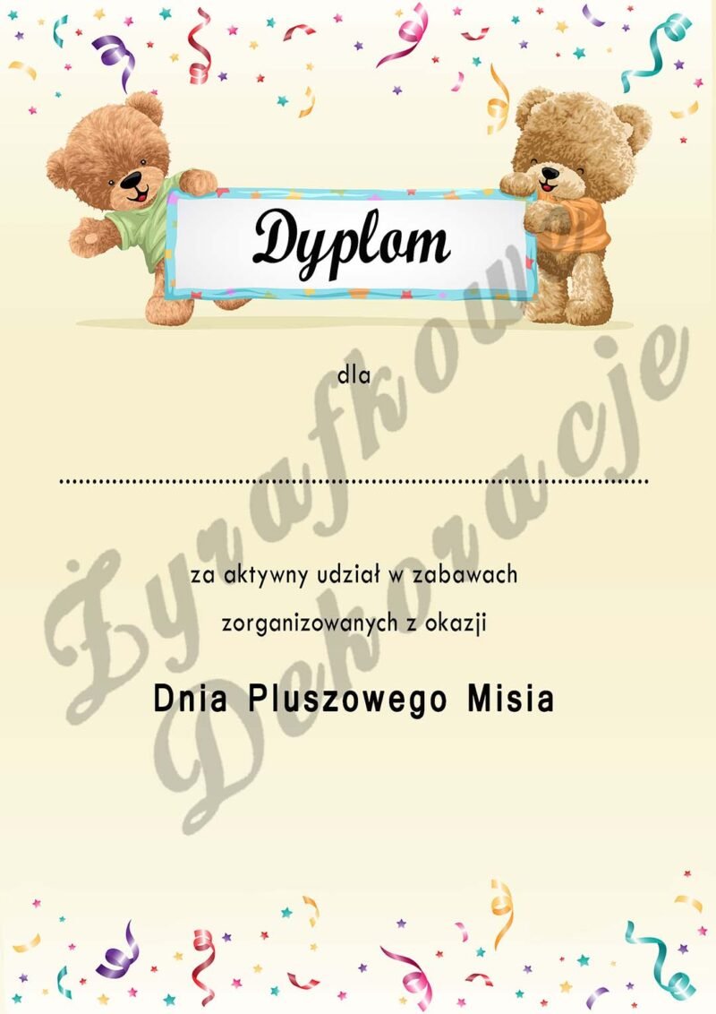 Dzień Pluszowego Misia dyplom nr 5