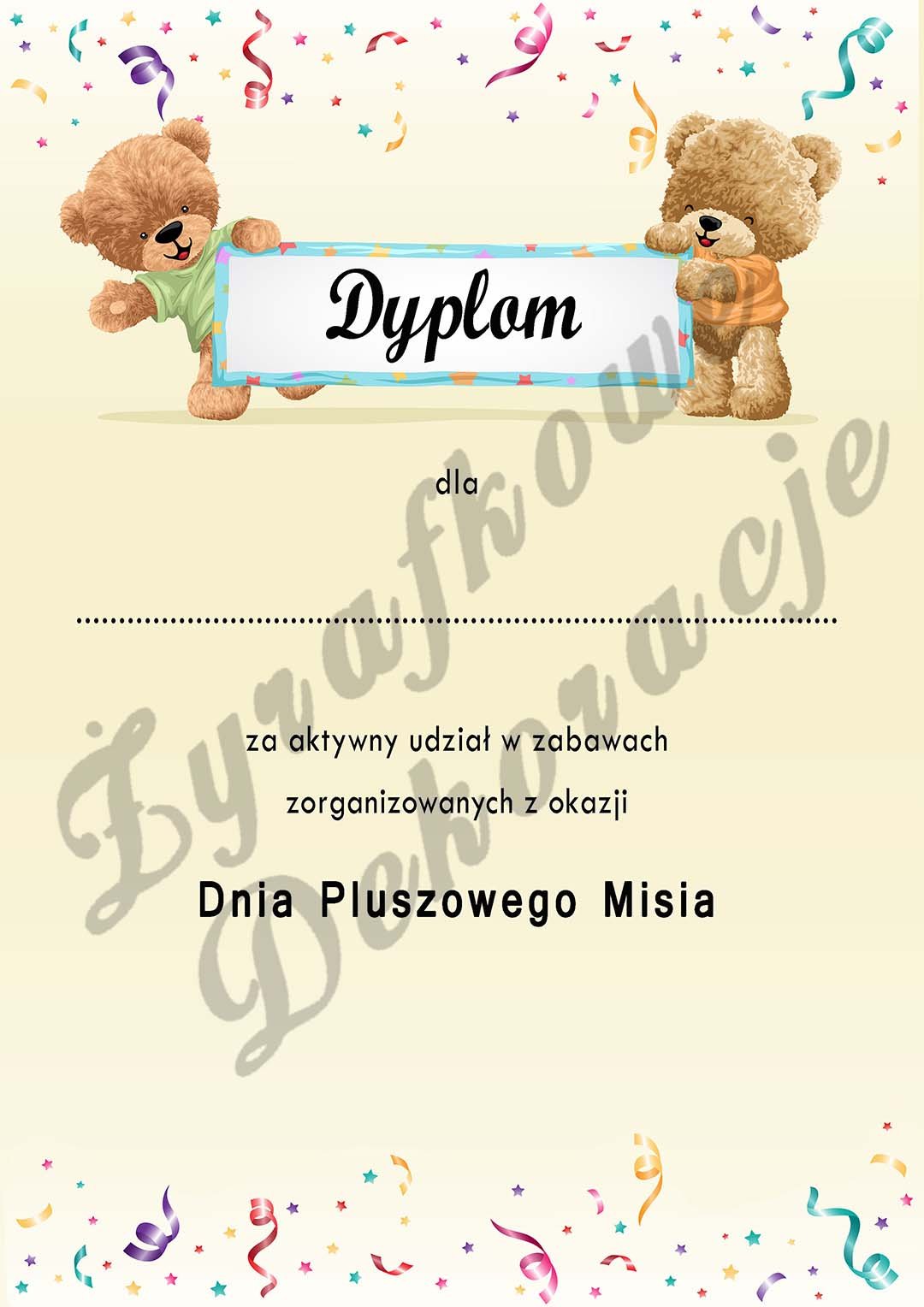 Dzień Pluszowego Misia dyplom nr 5