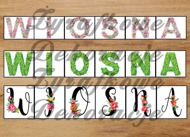 Wiosna napisy szablony